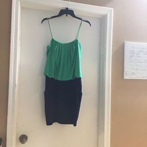 Green and navy blue dress